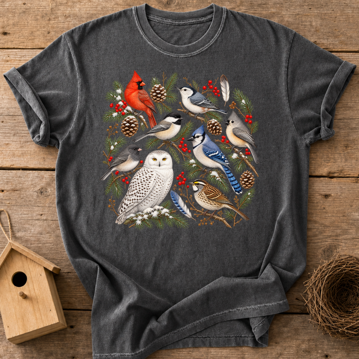 Winter Woodland Birds T-Shirt