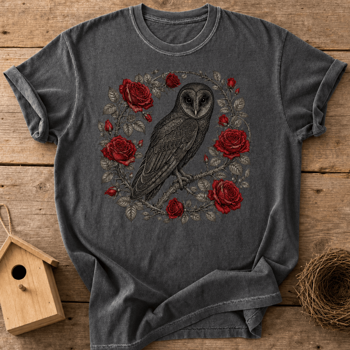 Barn Owl Roses T-Shirt