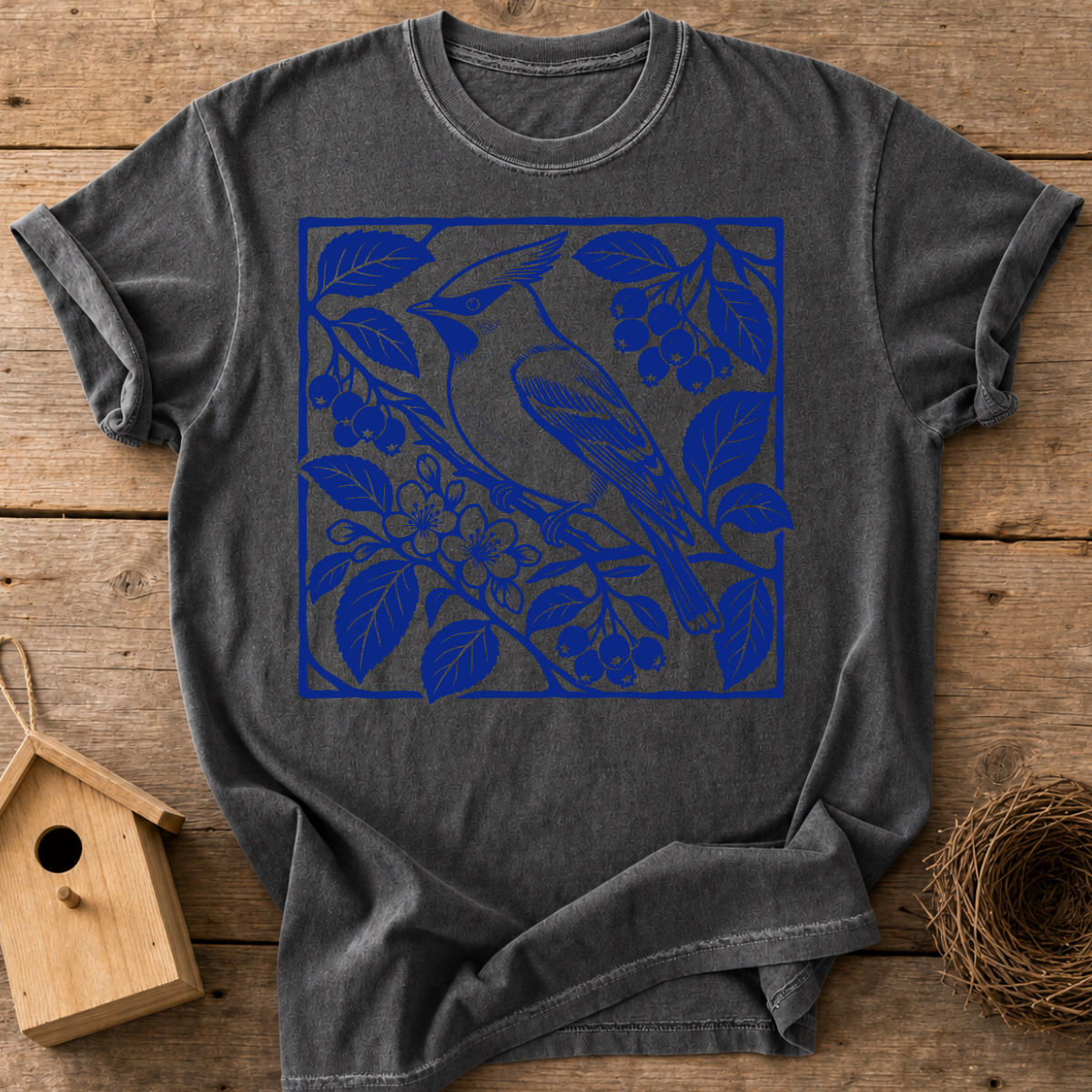 Cedar Waxwing Botanical T-Shirt