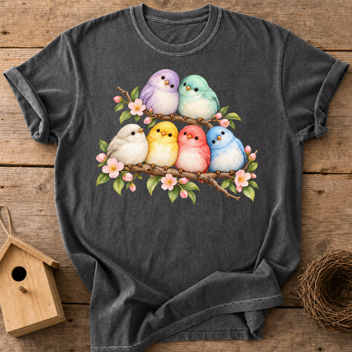 Pastel Blossom Birds T-Shirt