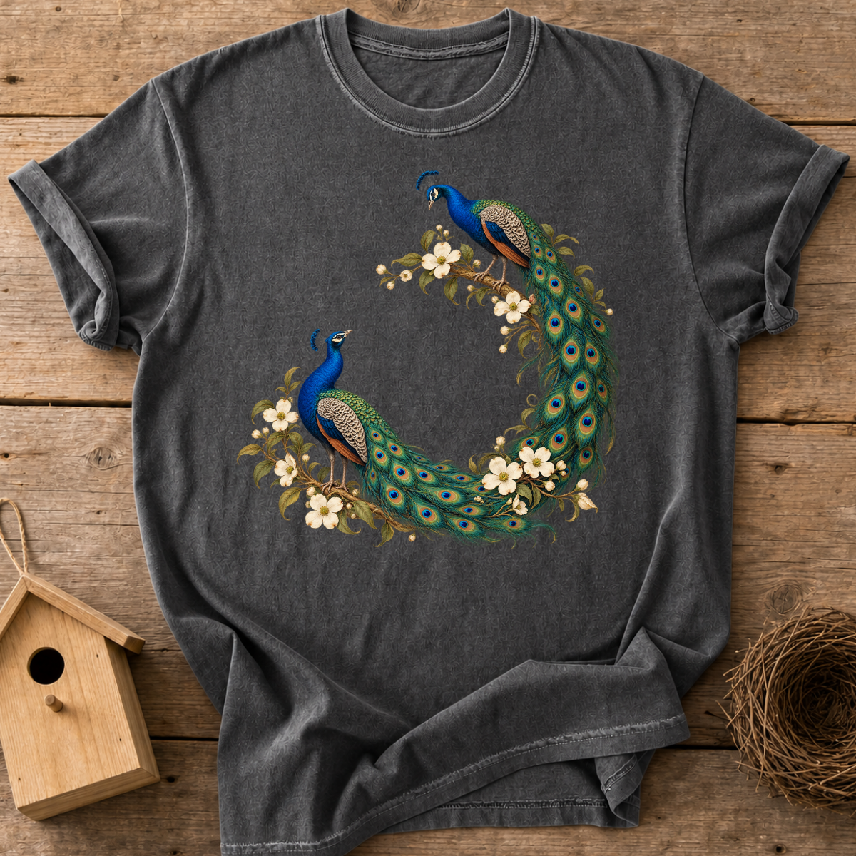 Floral Peacock Couple T-Shirt