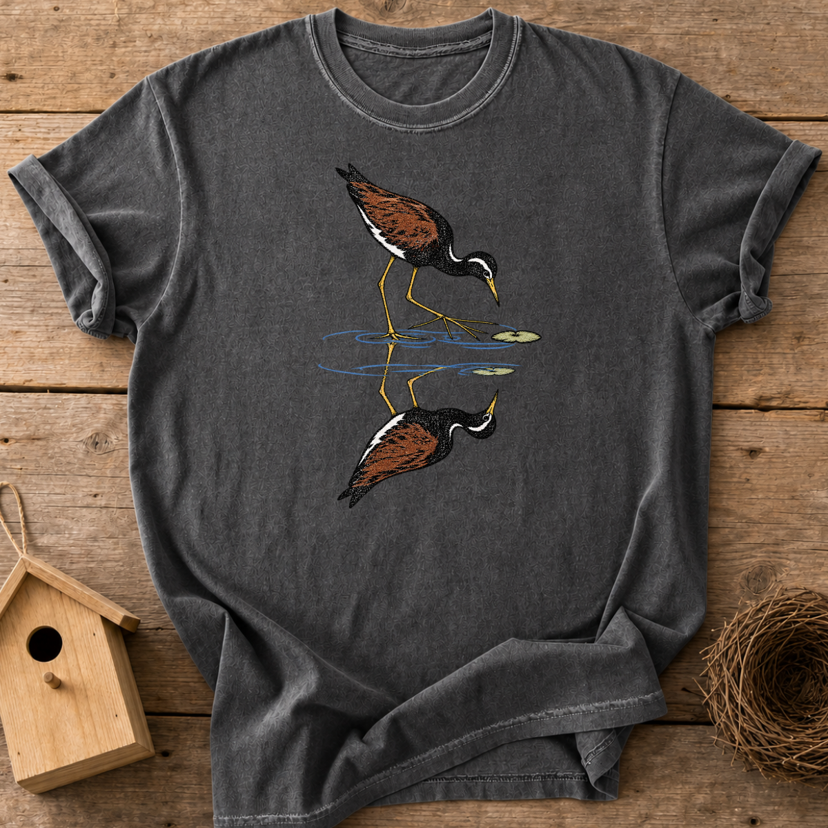 Wetland Bird Reflection T-Shirt