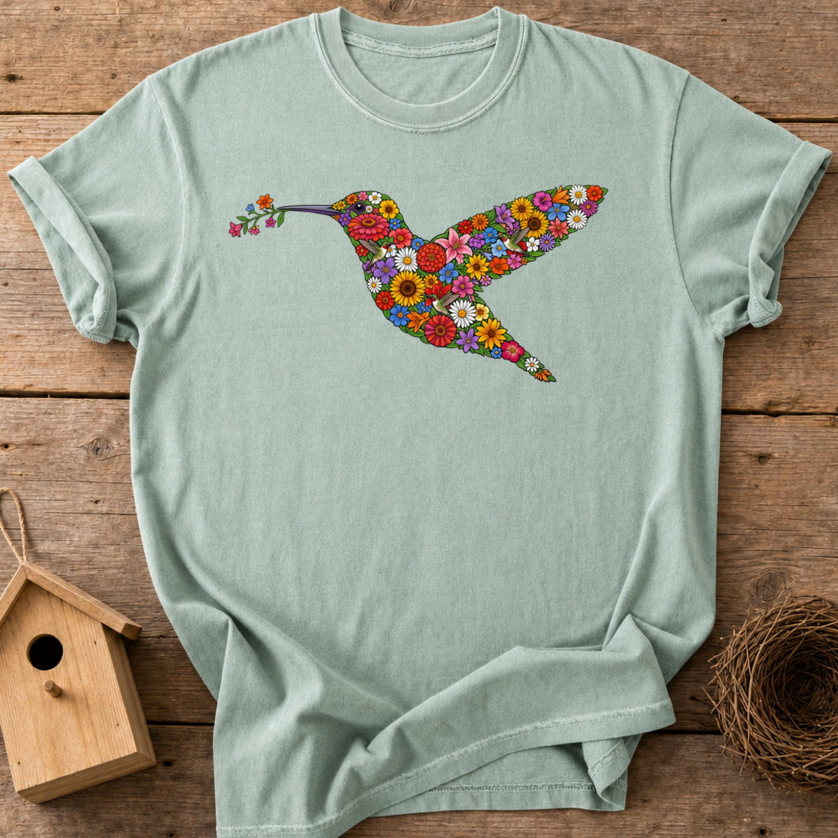 Floral Hummingbird T-Shirt