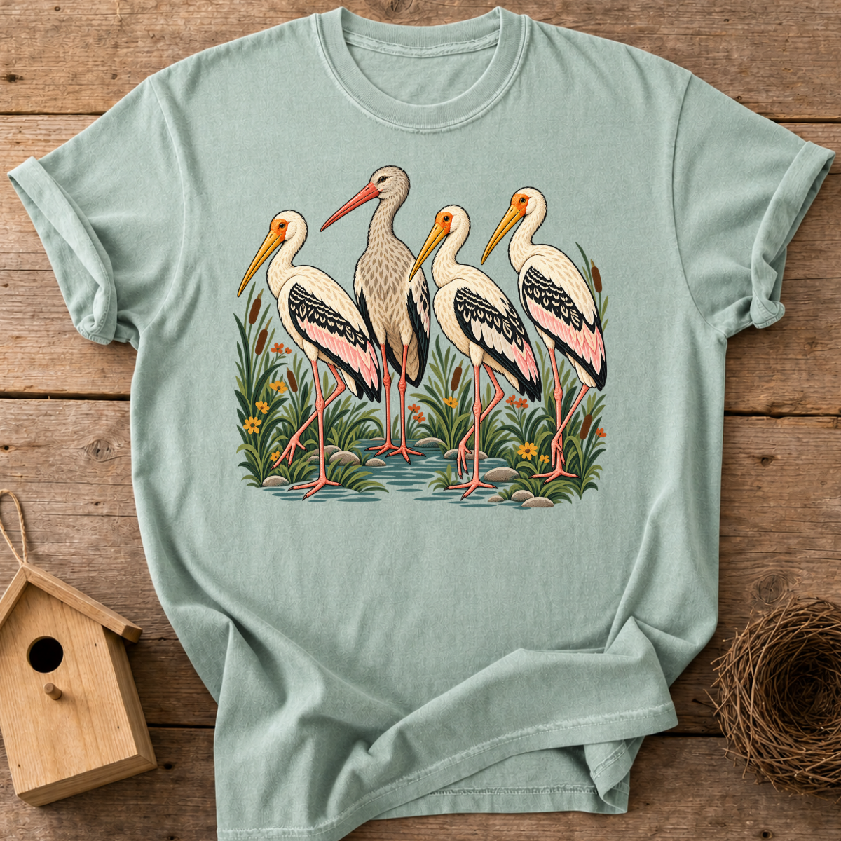 Stork Wetland Gathering T-Shirt