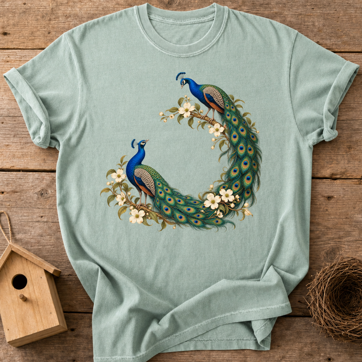 Floral Peacock Couple T-Shirt
