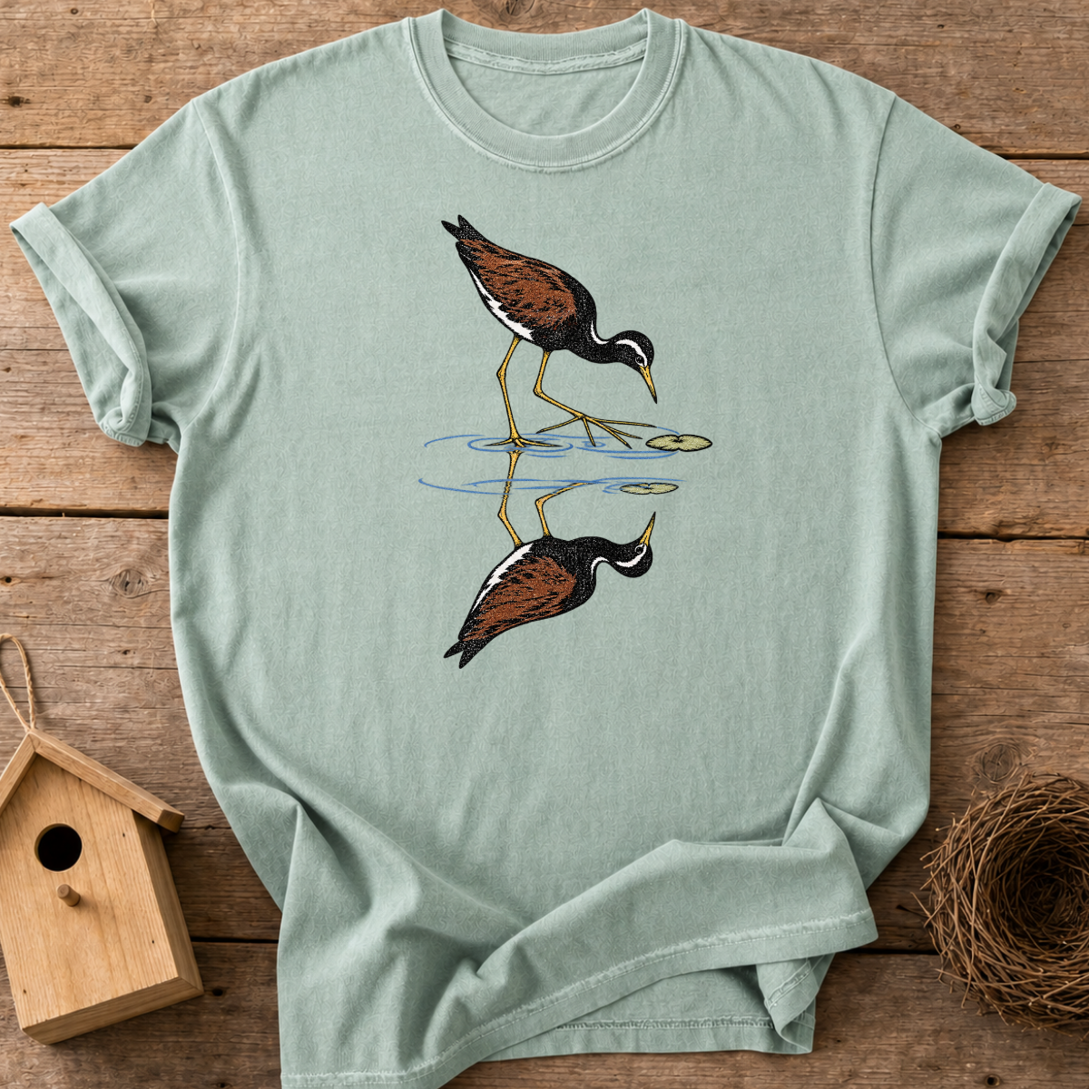 Wetland Bird Reflection T-Shirt