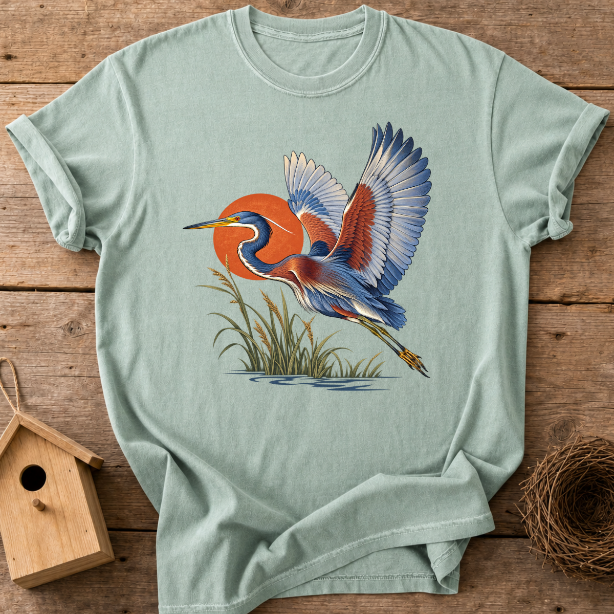 Sunset Heron Flight T-Shirt