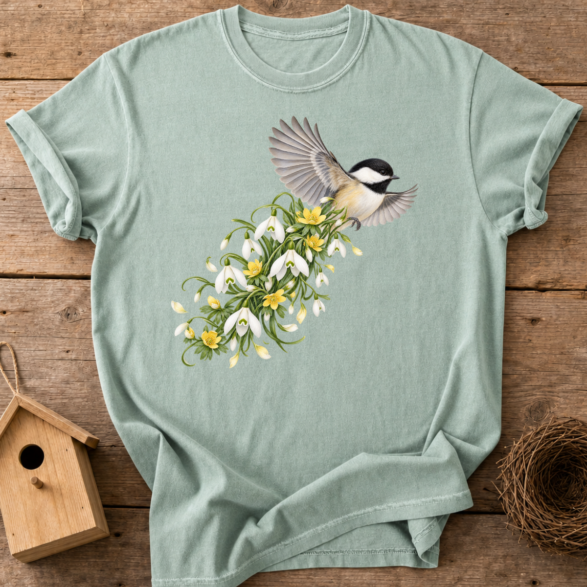 Chickadee Floral Flight T-Shirt