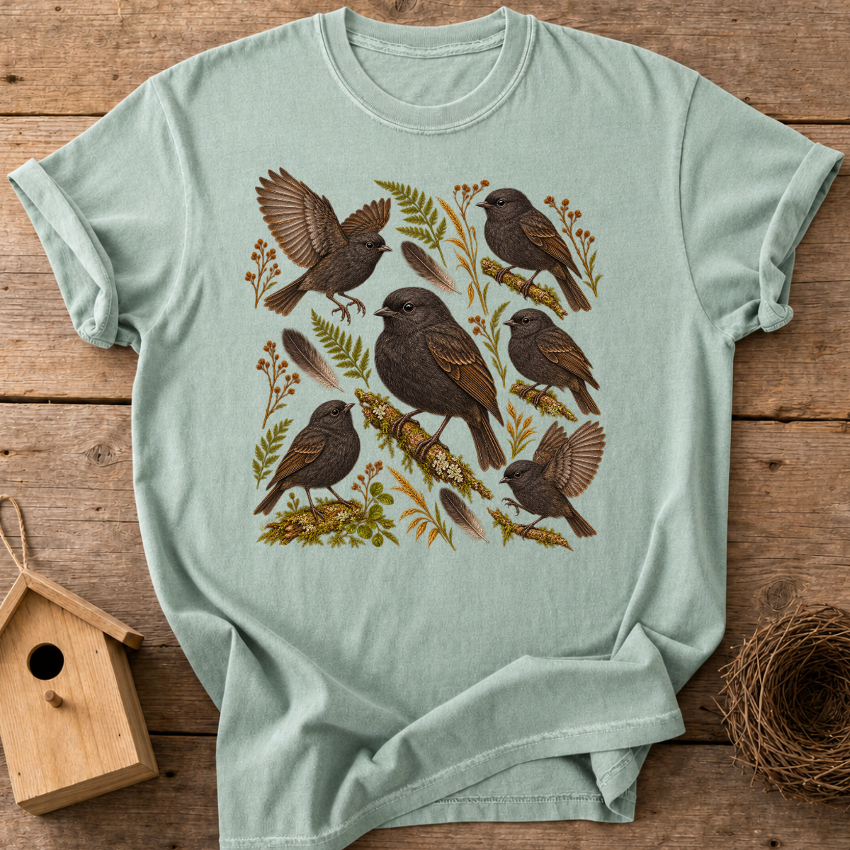 Black Robin Flock T-Shirt
