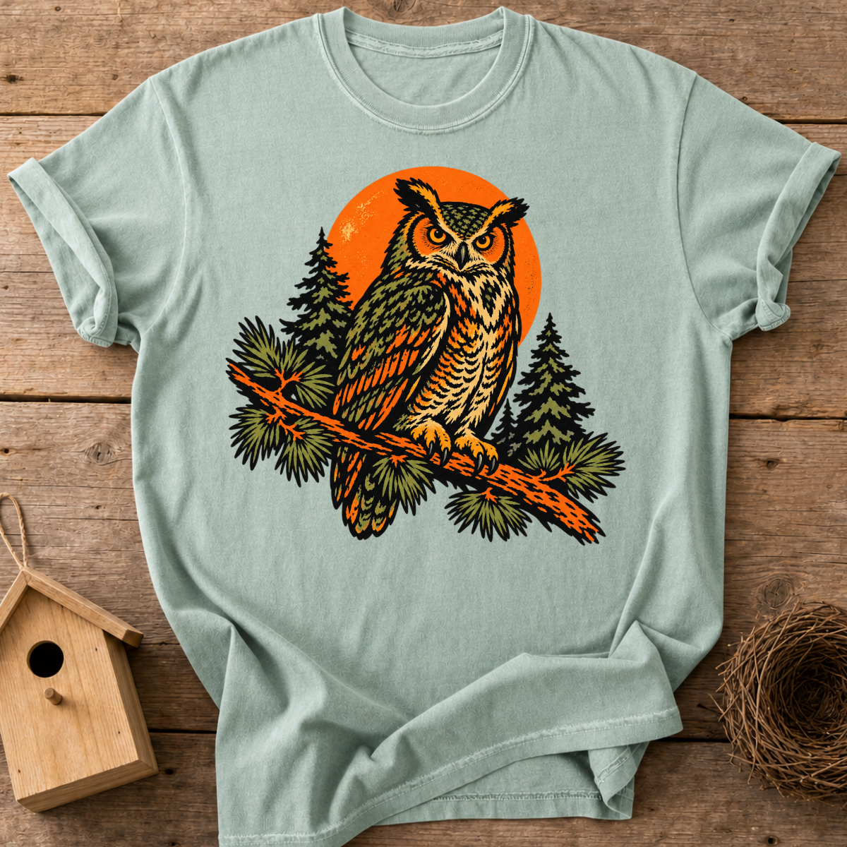 Woodland Sunset Owl T-Shirt