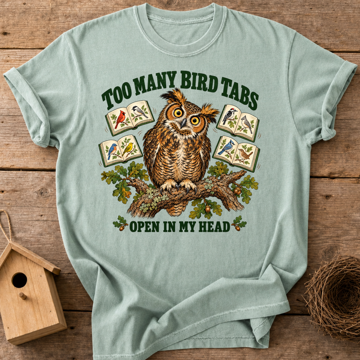Too Many Bird Tabs T-Shirt