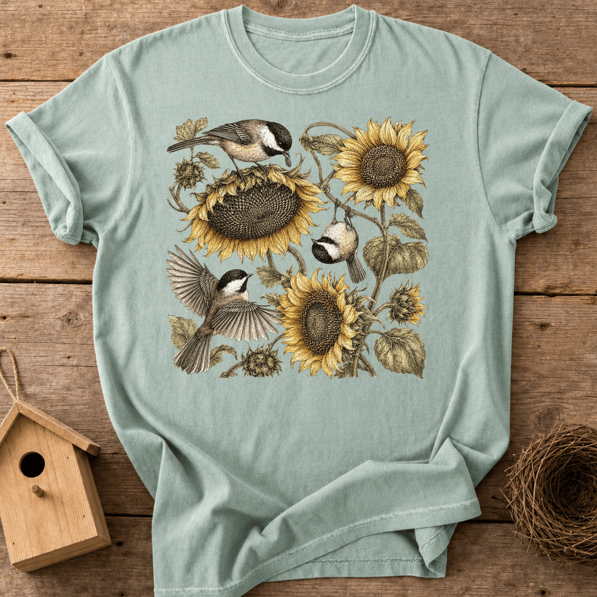 Chickadees & Sunflowers T-Shirt