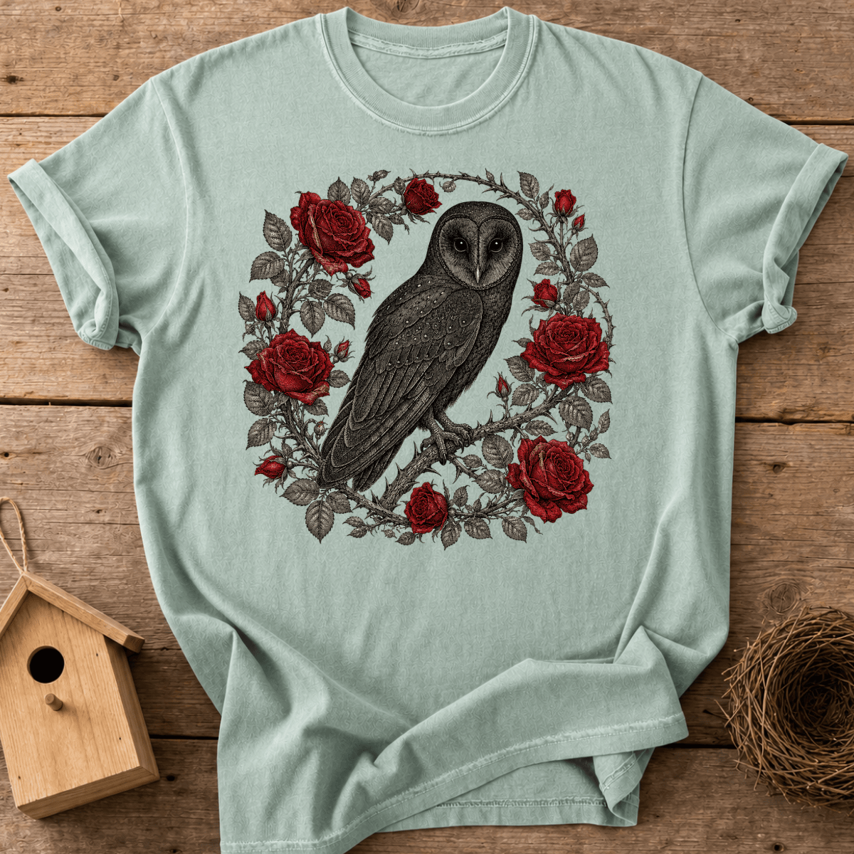 Barn Owl Roses T-Shirt