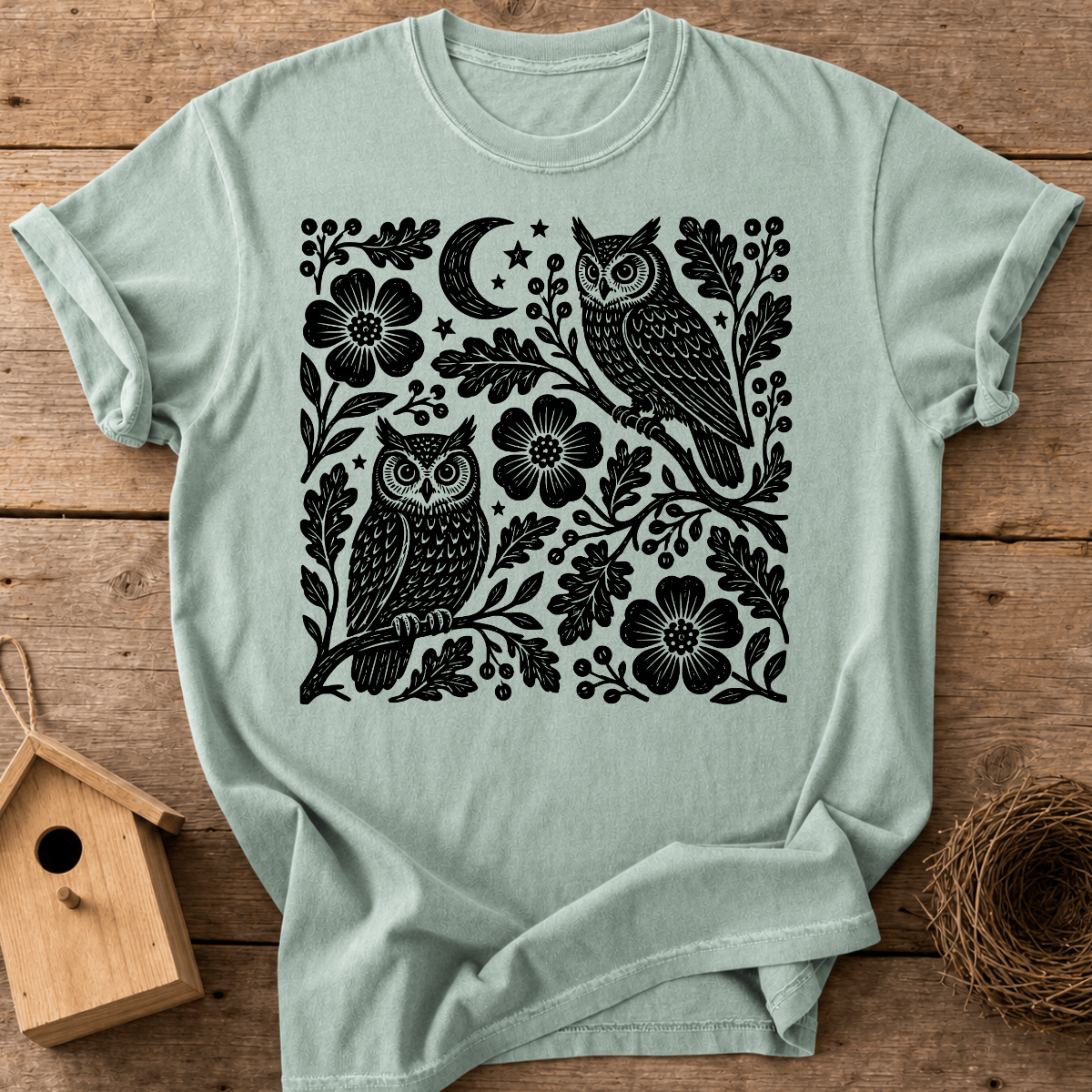 Night Owls Woodblock T-Shirt
