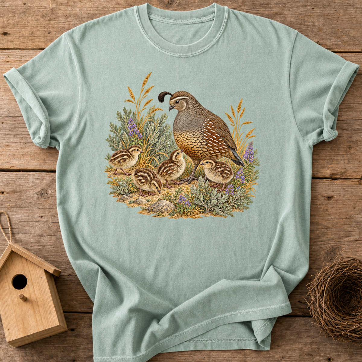 Quail Family Meadow T-Shirt