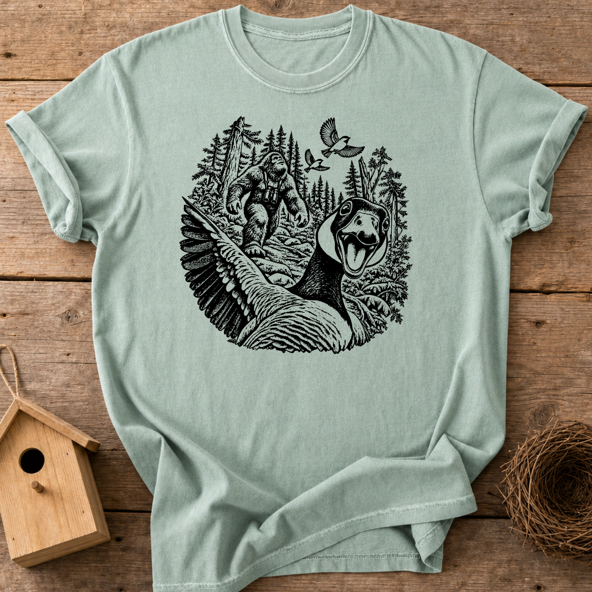 Goose Bigfoot Selfie T-Shirt
