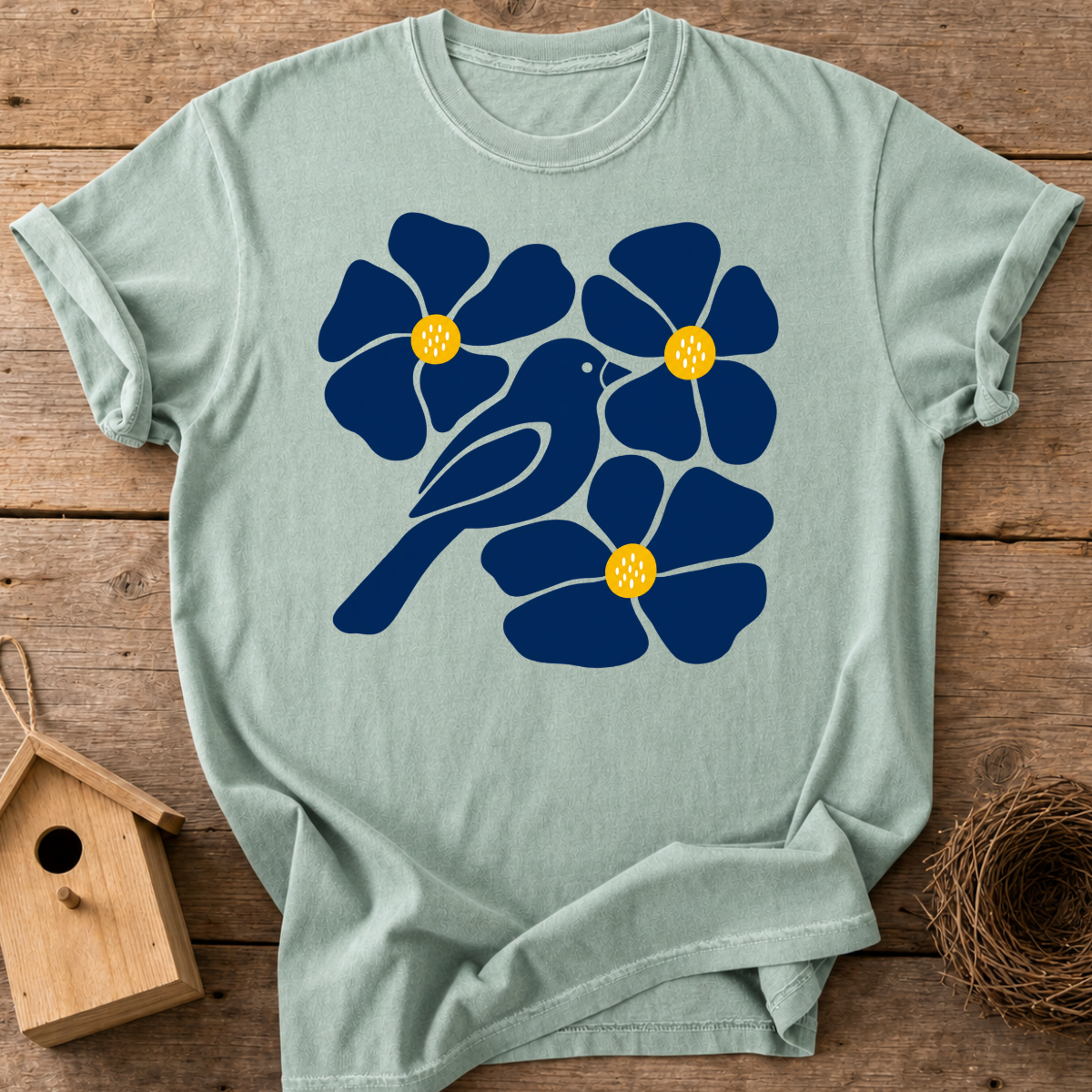 Folk Floral Bird T-Shirt