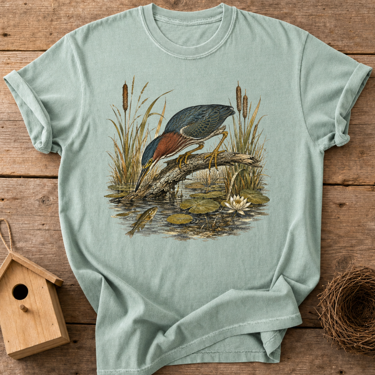 Green Heron Bird T-Shirt