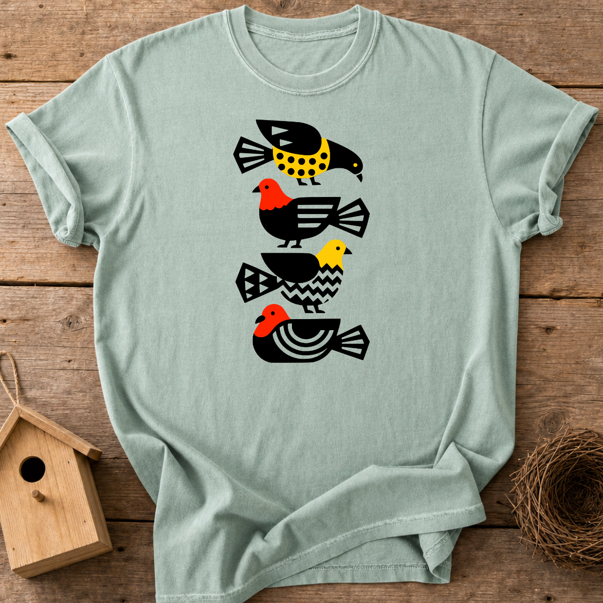 Folk Art Pigeons T-Shirt