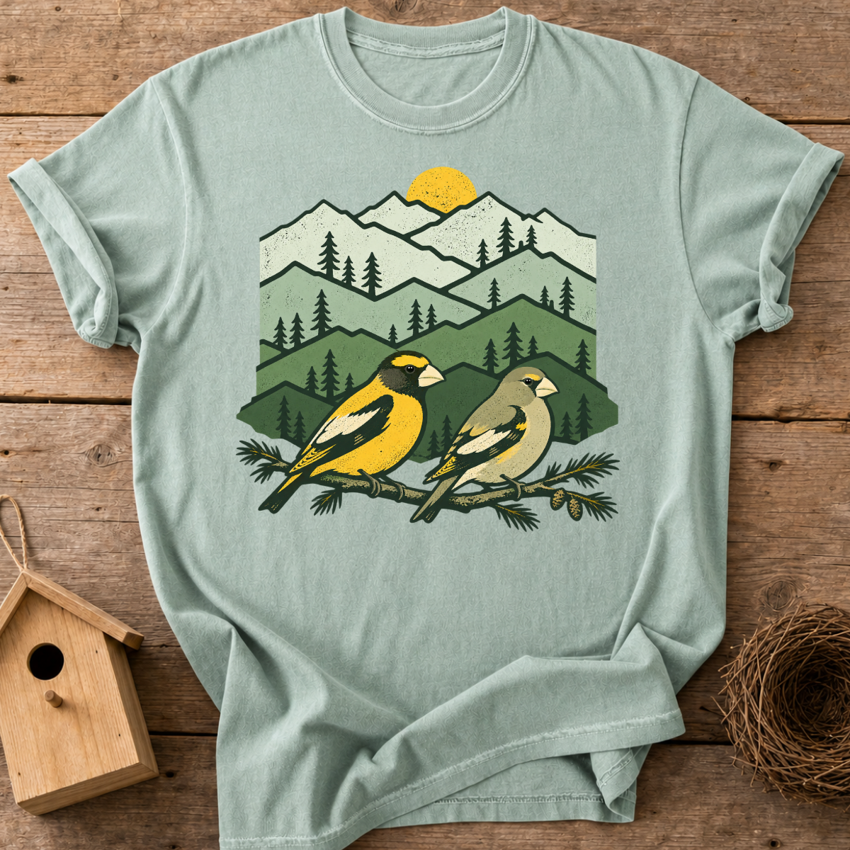 Mountain Grosbeak Couple T-Shirt