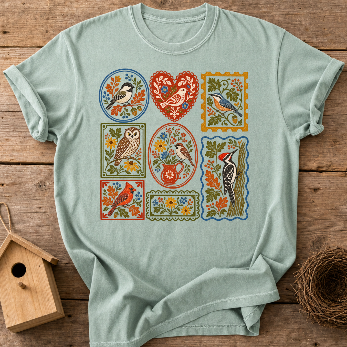 Folk Art Birds T-Shirt