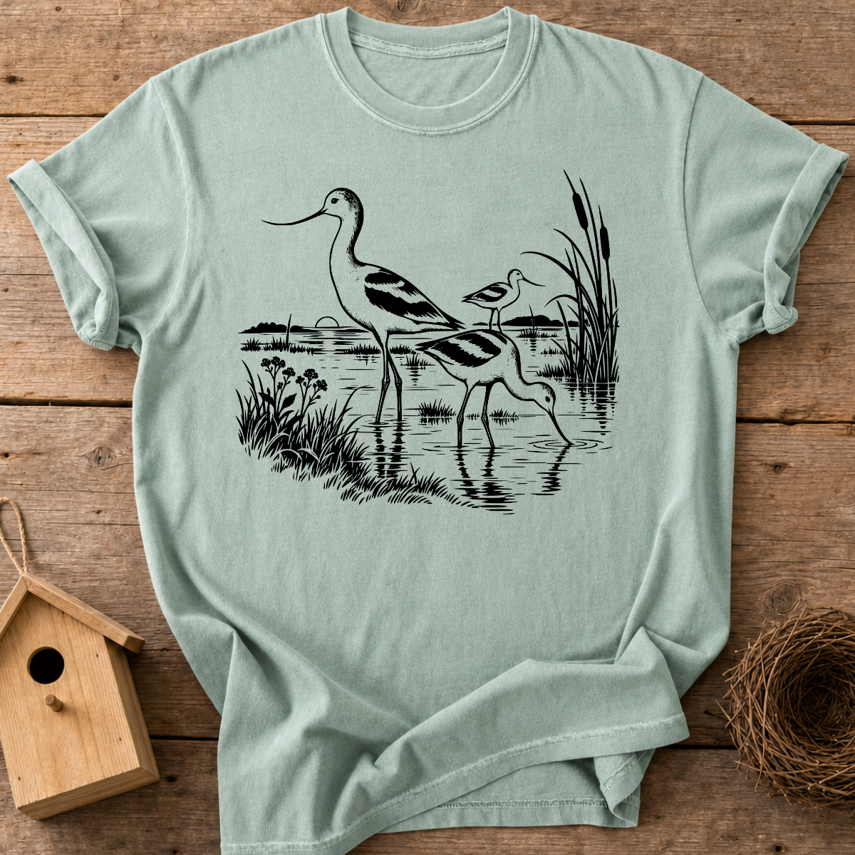 Avocet Marsh Reflection T-Shirt