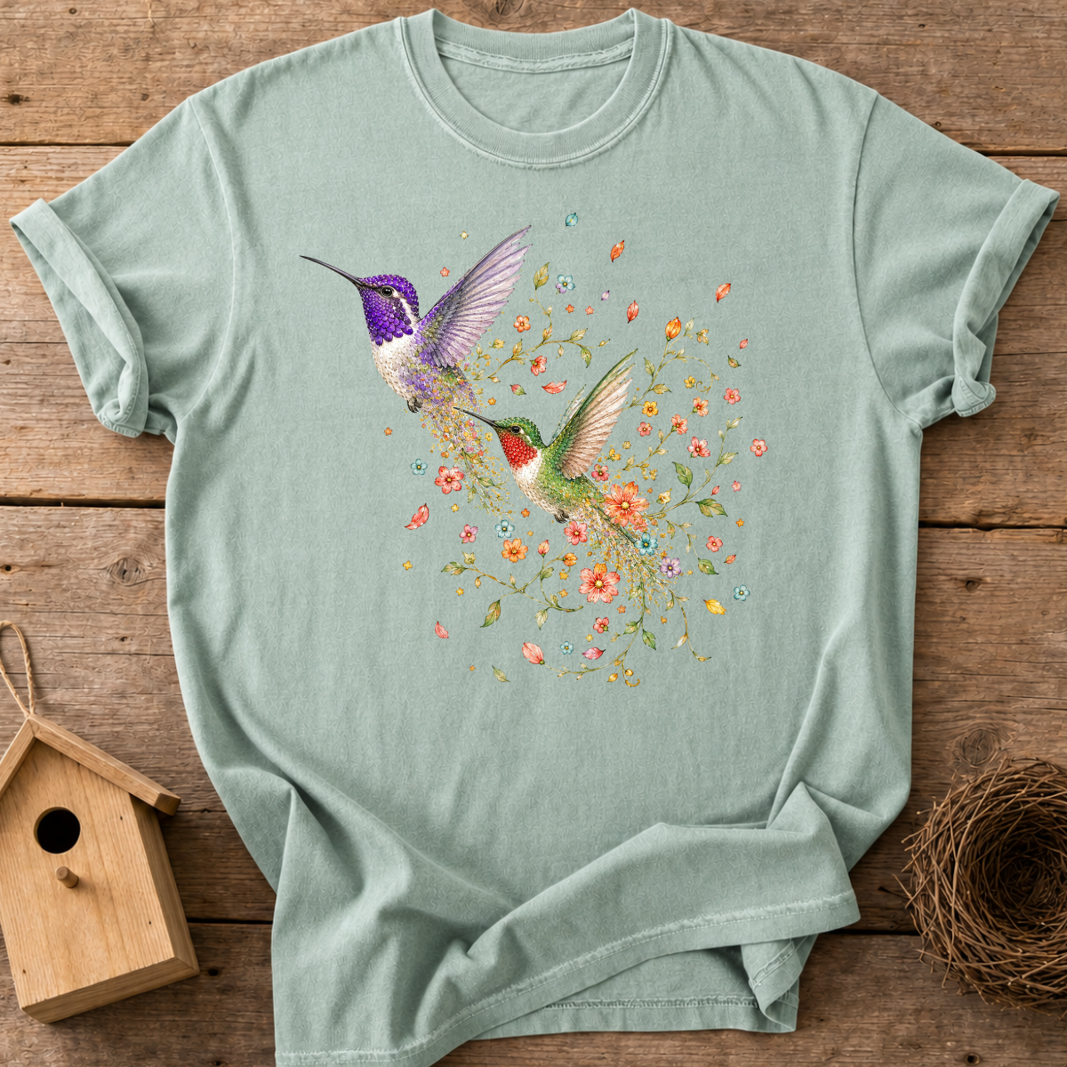 Floral Hummingbird T-Shirt