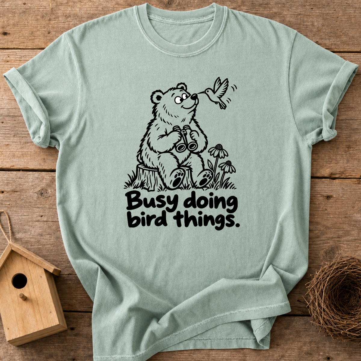 Busy Birding Bear T-Shirt