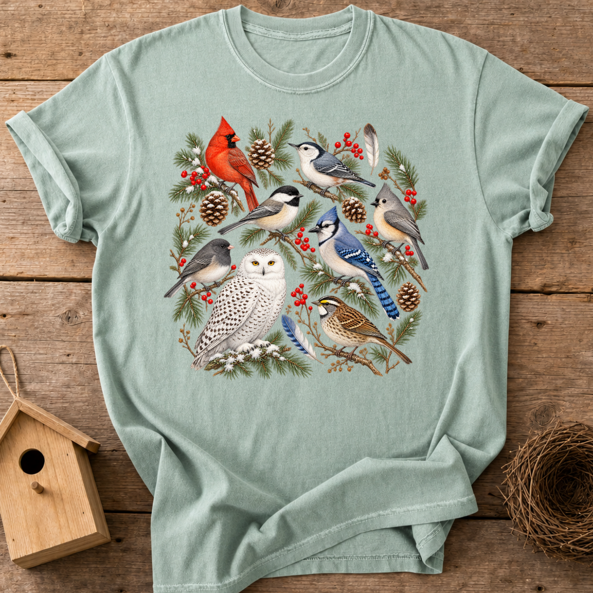 Winter Woodland Birds T-Shirt