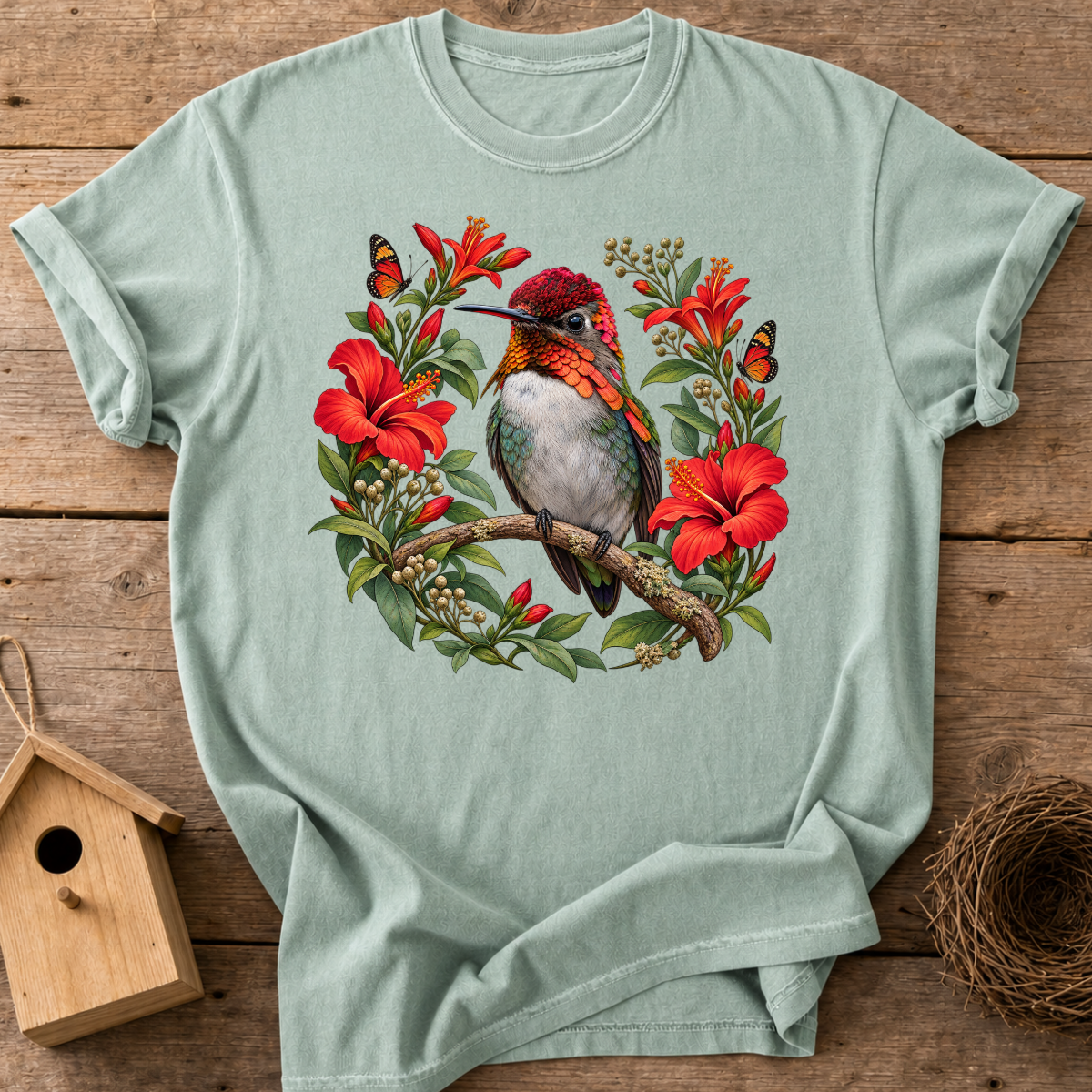 Bee Hummingbird Blooms T-Shirt