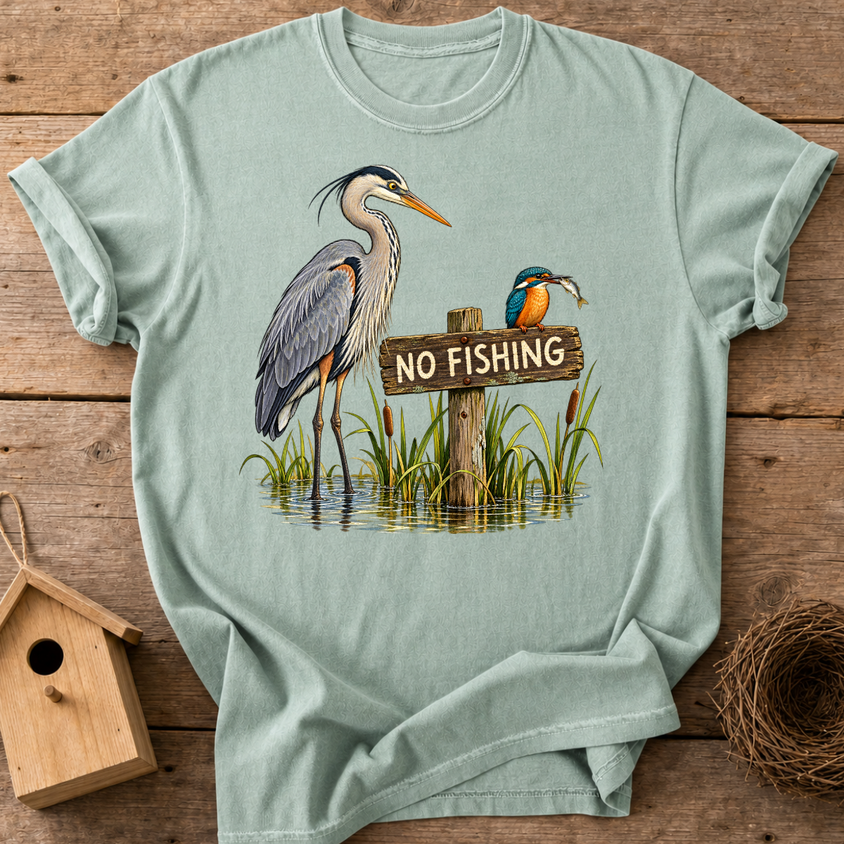 No Fishing Birds T-Shirt