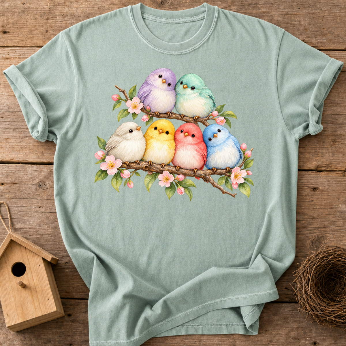 Pastel Blossom Birds T-Shirt