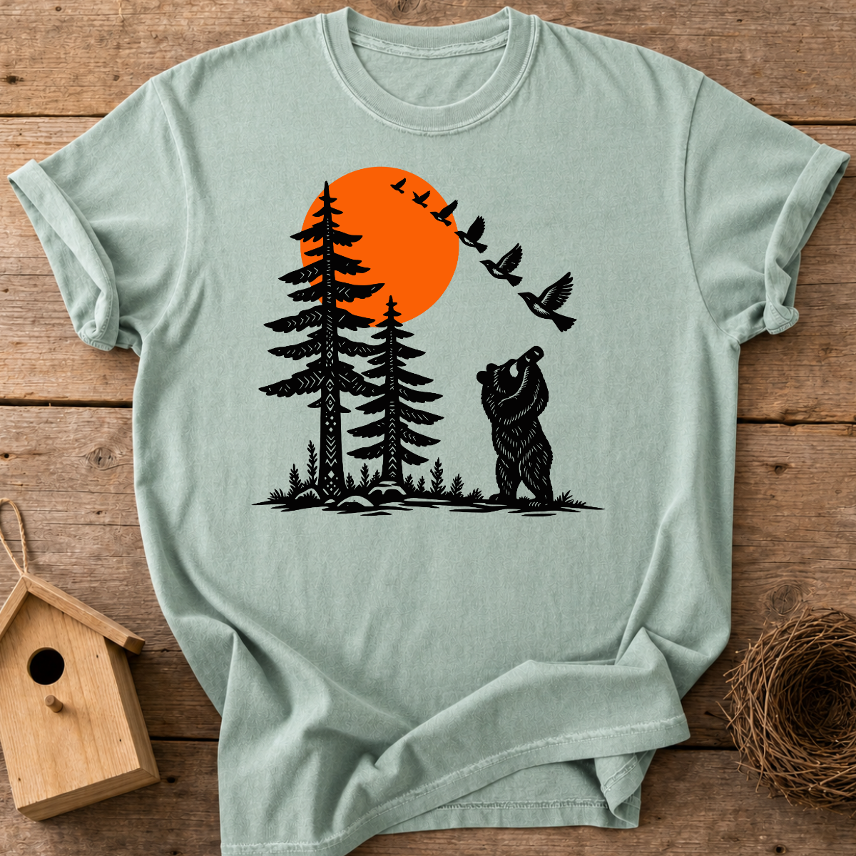 Birdwatching Bear T-Shirt