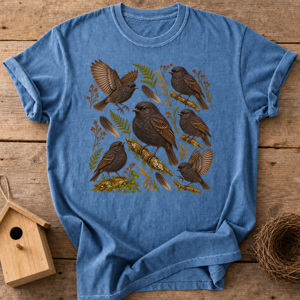 Black Robin Flock T-Shirt