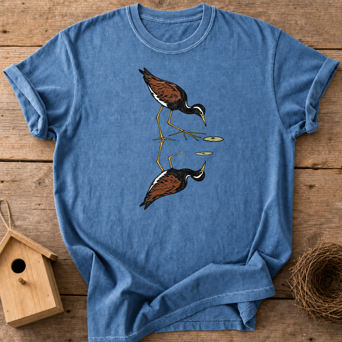 Wetland Bird Reflection T-Shirt