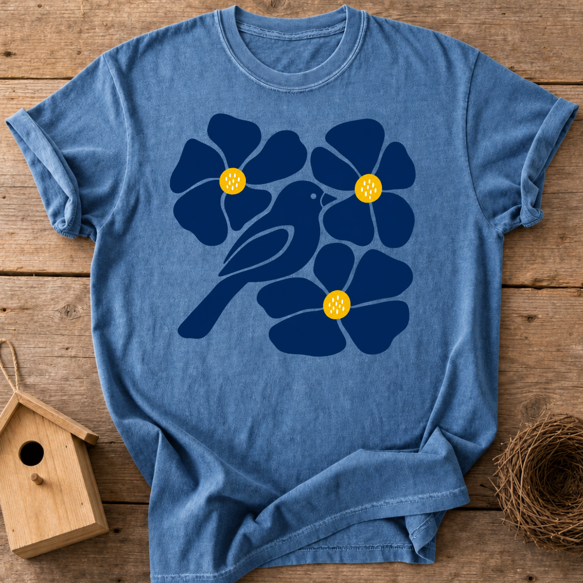 Folk Floral Bird T-Shirt