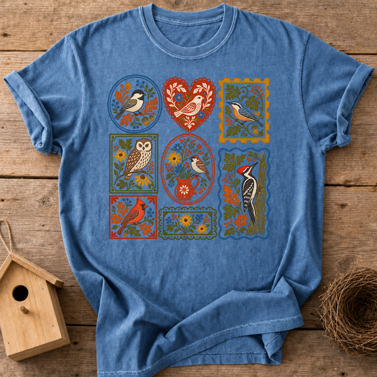 Folk Art Birds T-Shirt