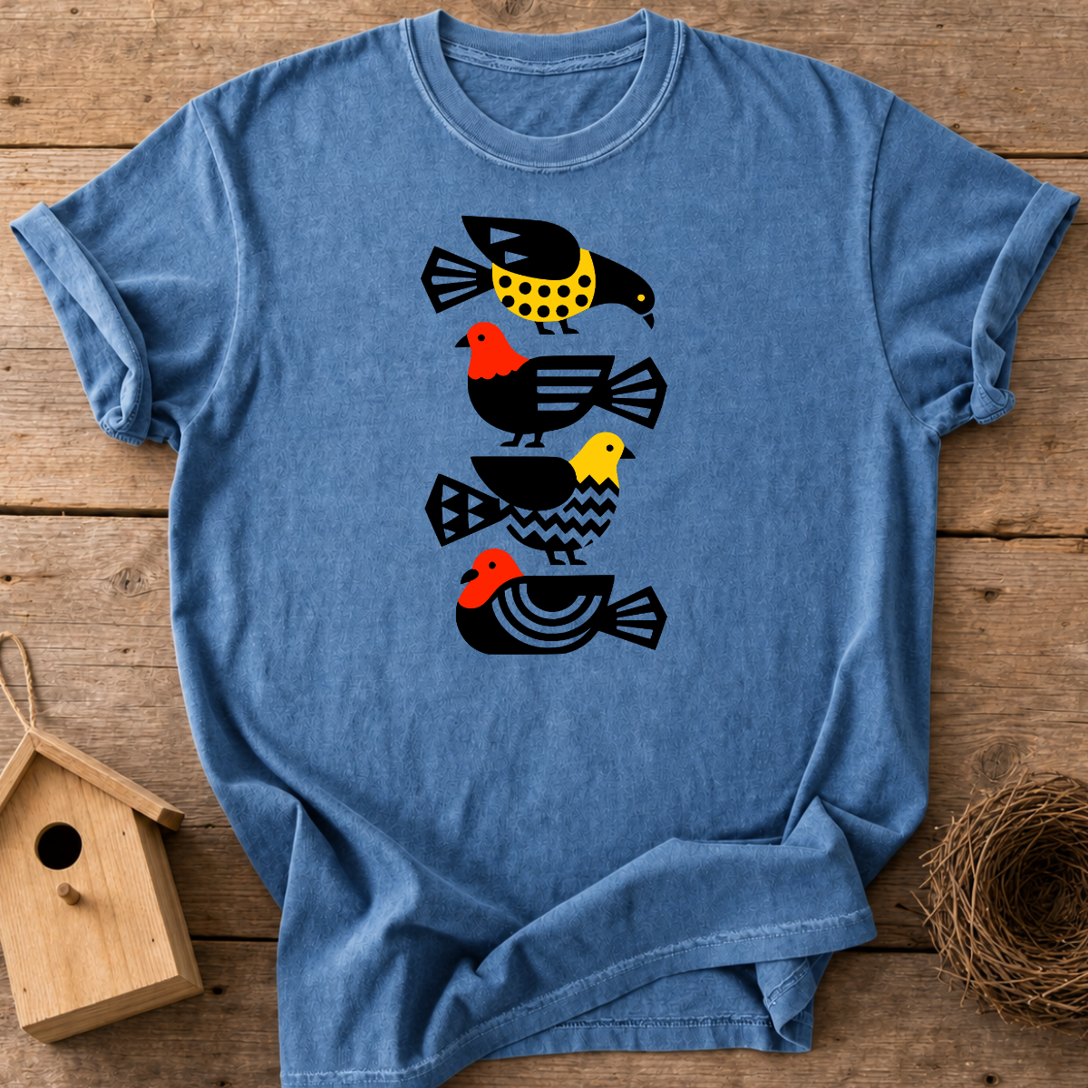 Folk Art Pigeons T-Shirt
