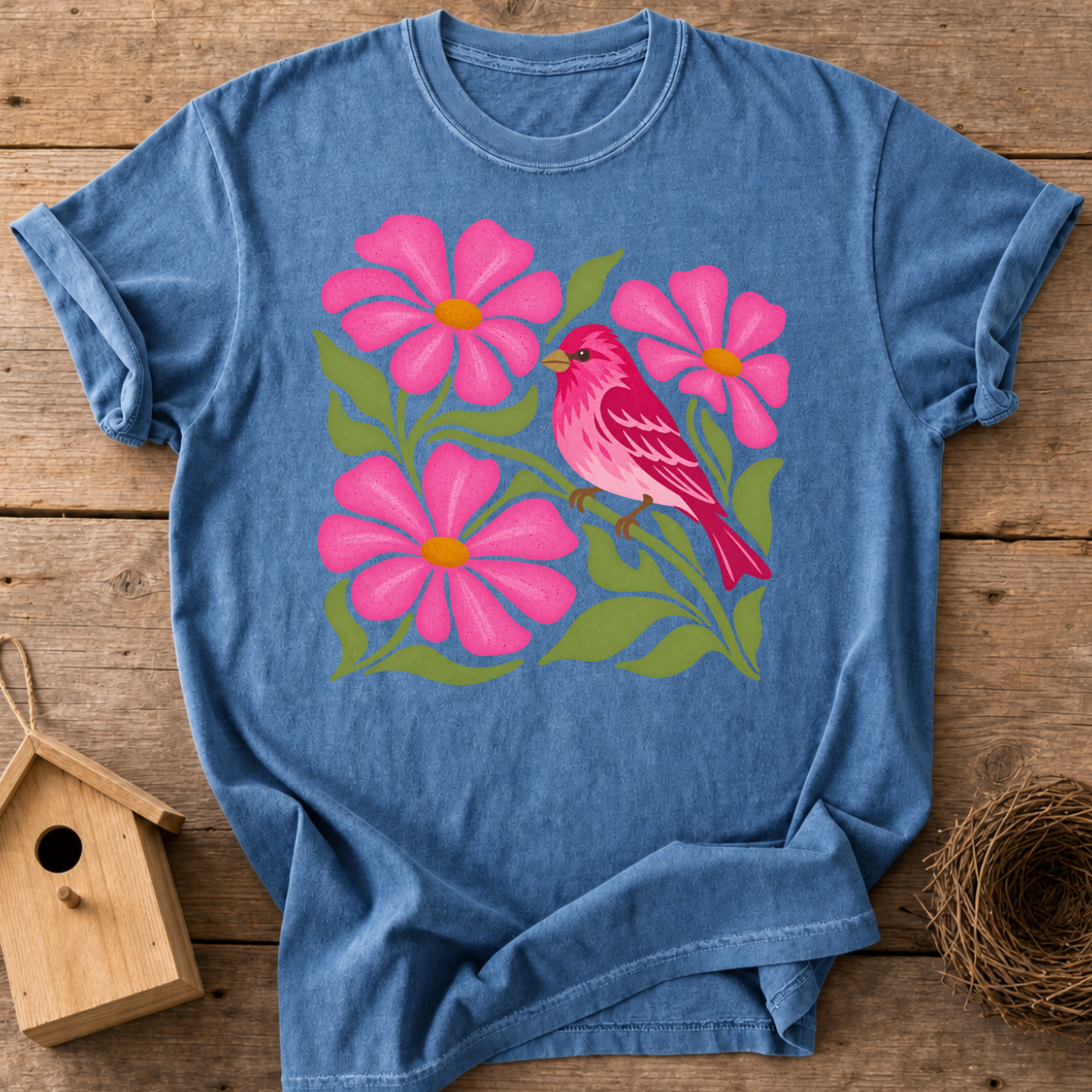 Pink Songbird Garden T-Shirt