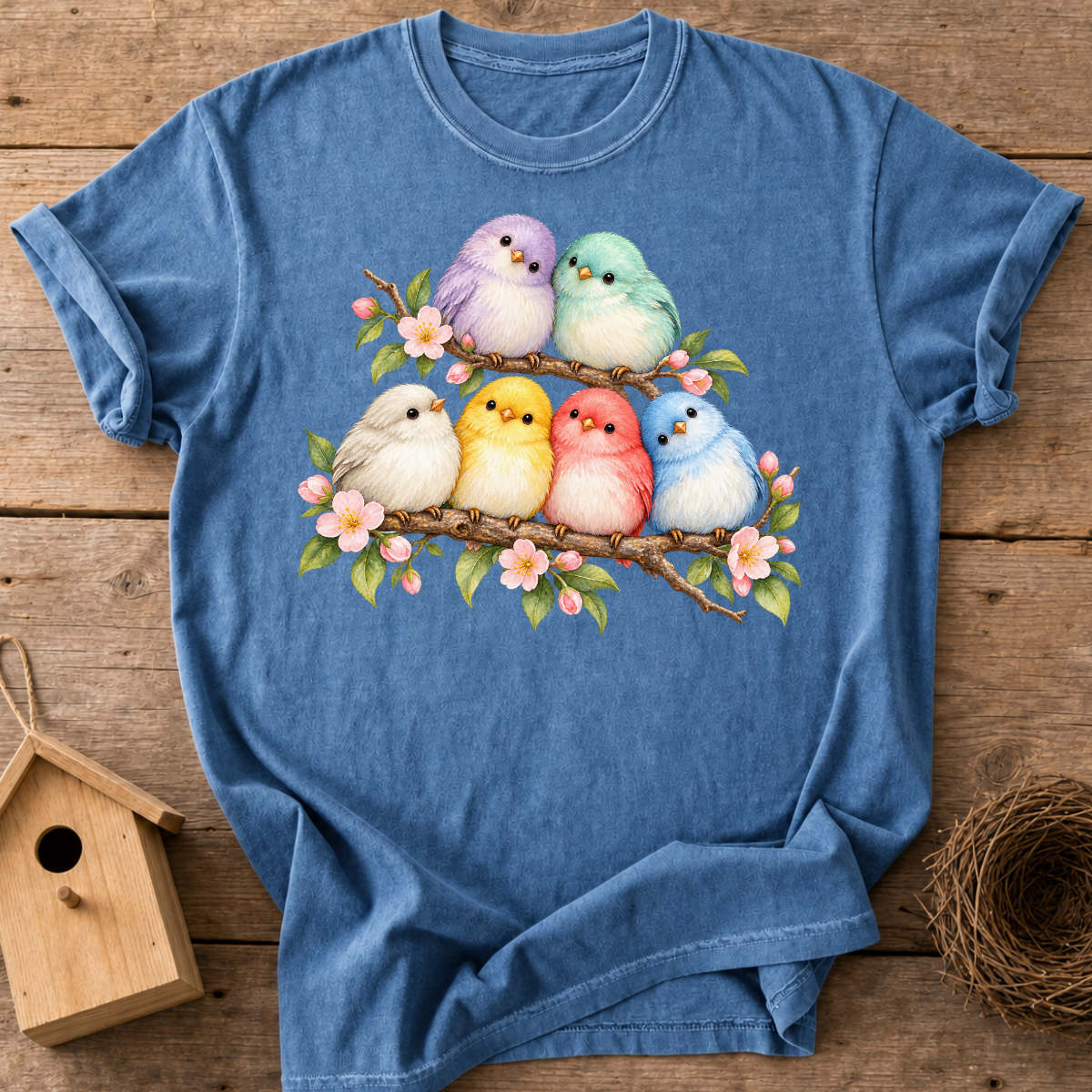 Pastel Blossom Birds T-Shirt