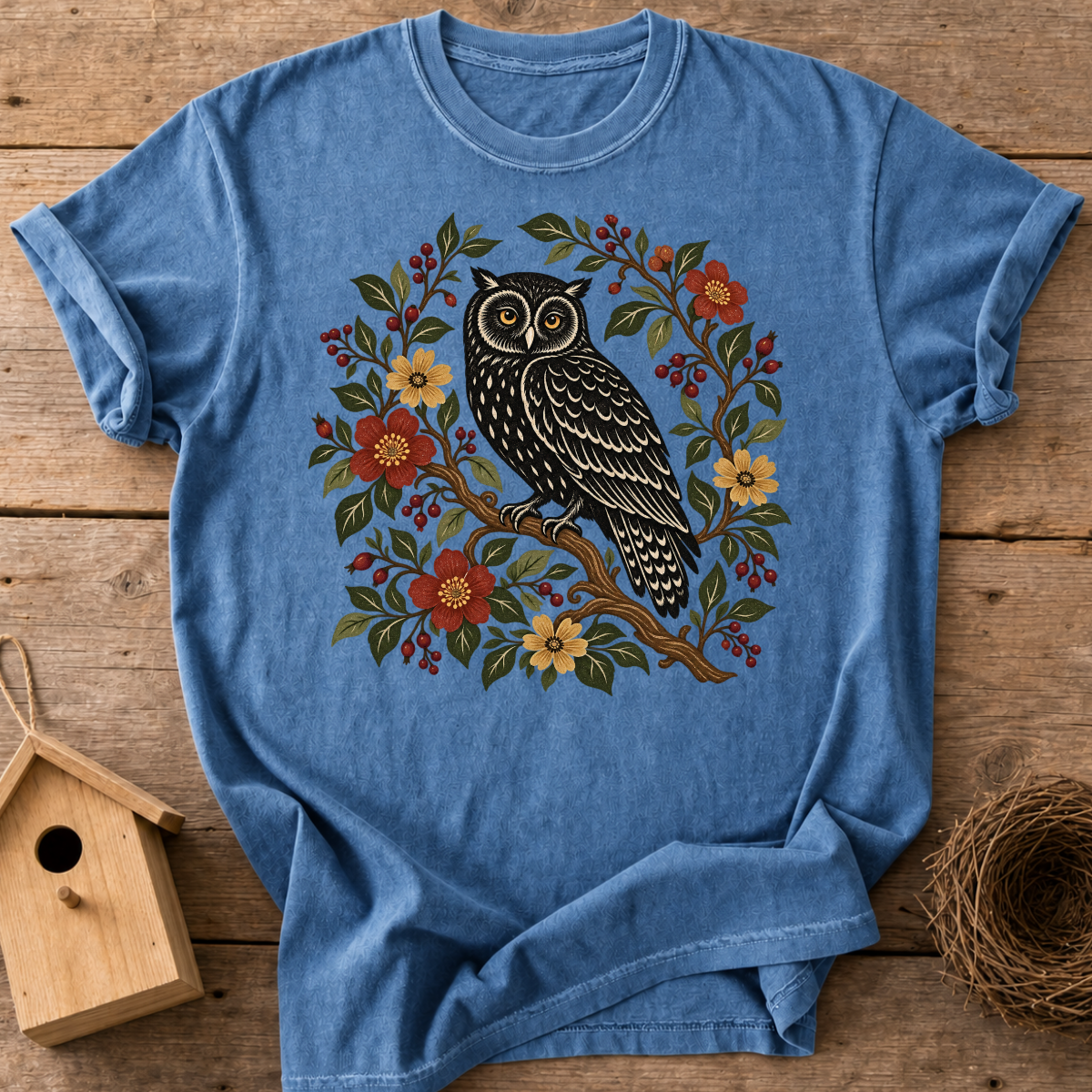 Woodland Blossom Owl T-Shirt