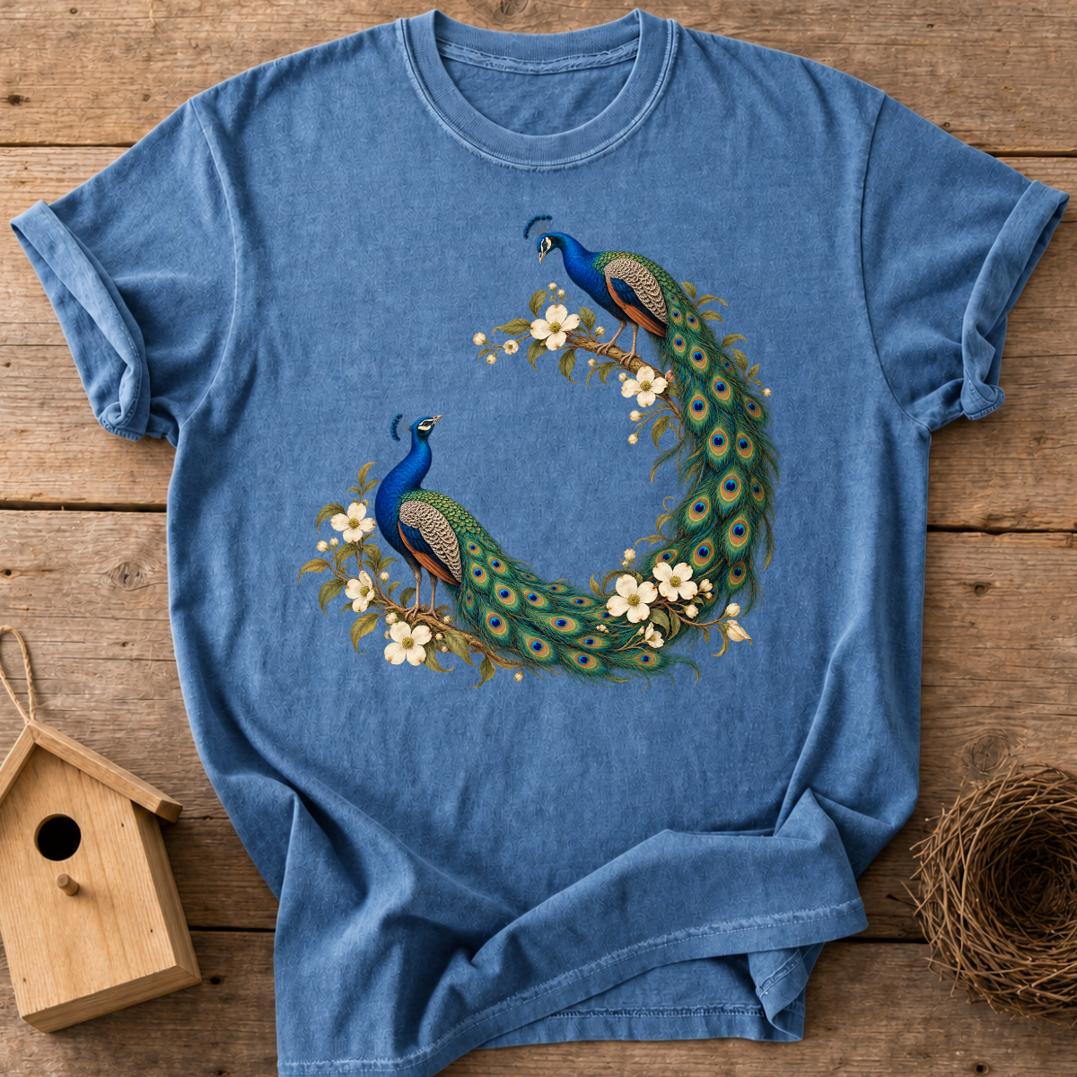 Floral Peacock Couple T-Shirt
