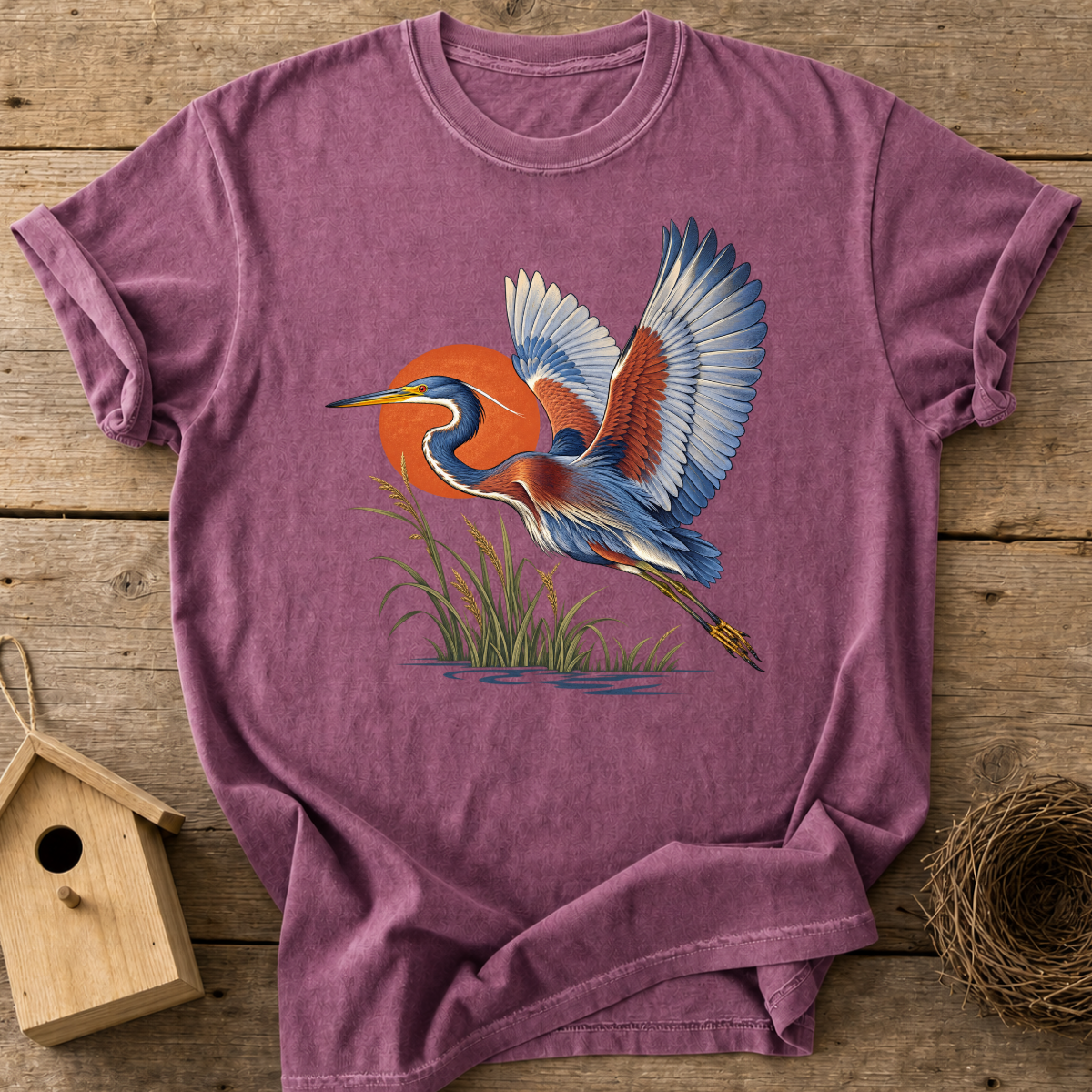Sunset Heron Flight T-Shirt