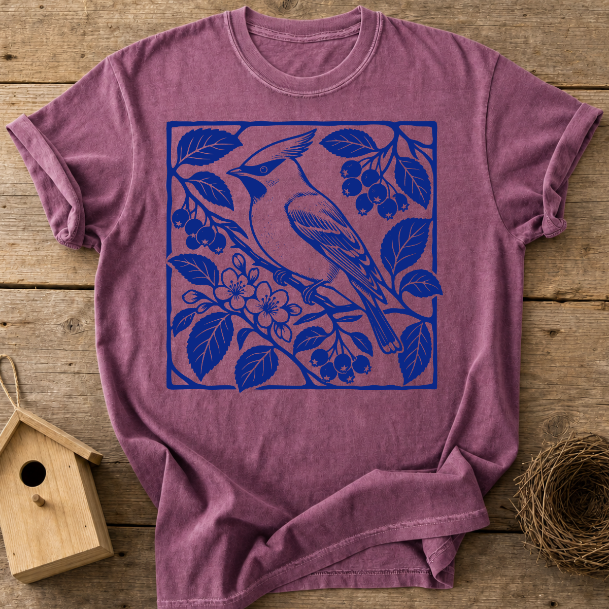 Cedar Waxwing Botanical T-Shirt