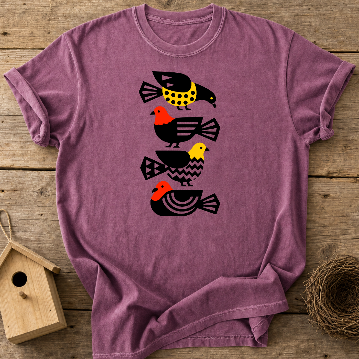 Folk Art Pigeons T-Shirt