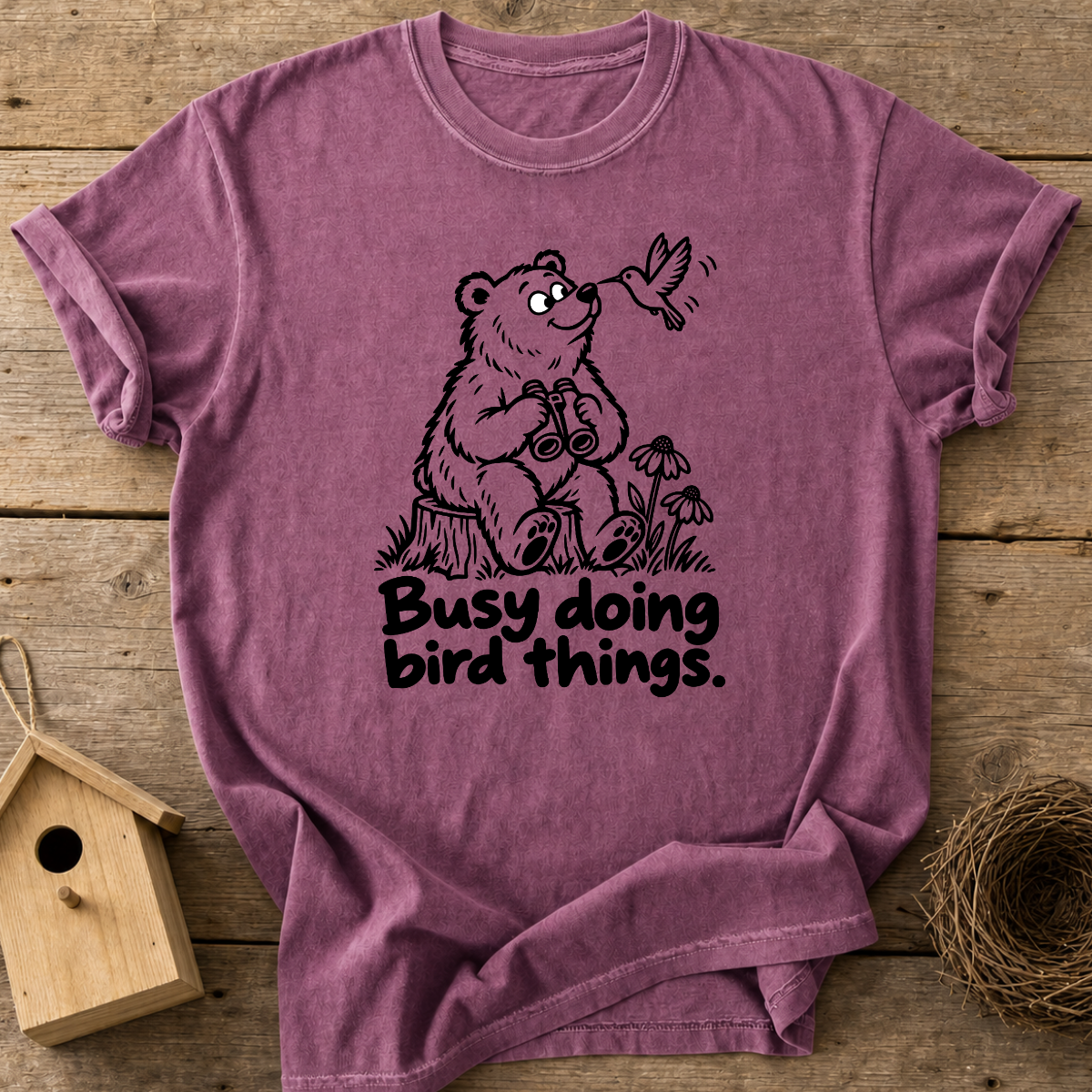 Busy Birding Bear T-Shirt