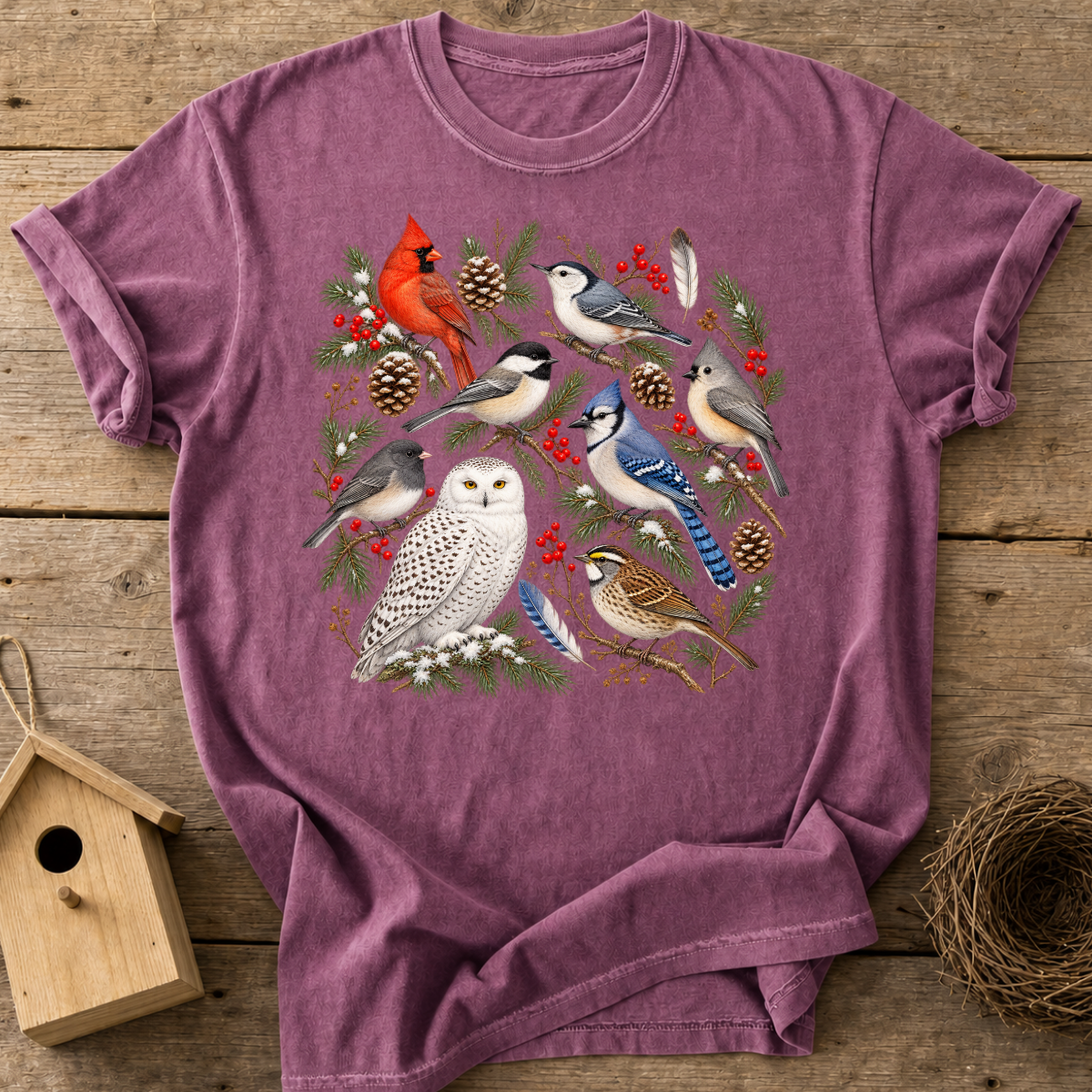 Winter Woodland Birds T-Shirt