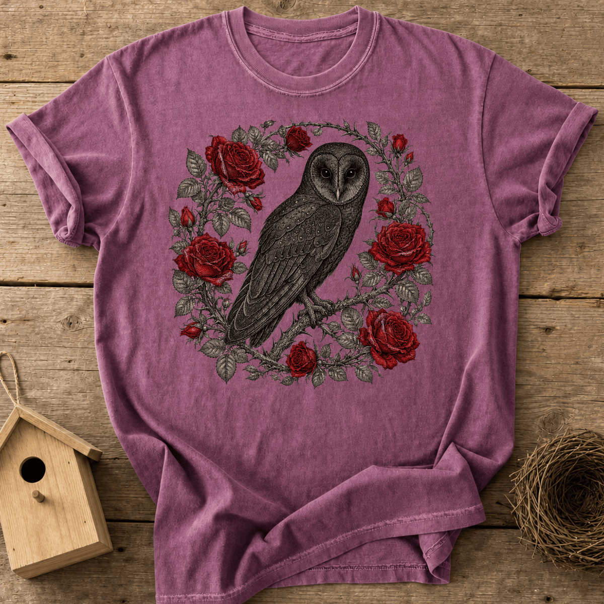 Barn Owl Roses T-Shirt