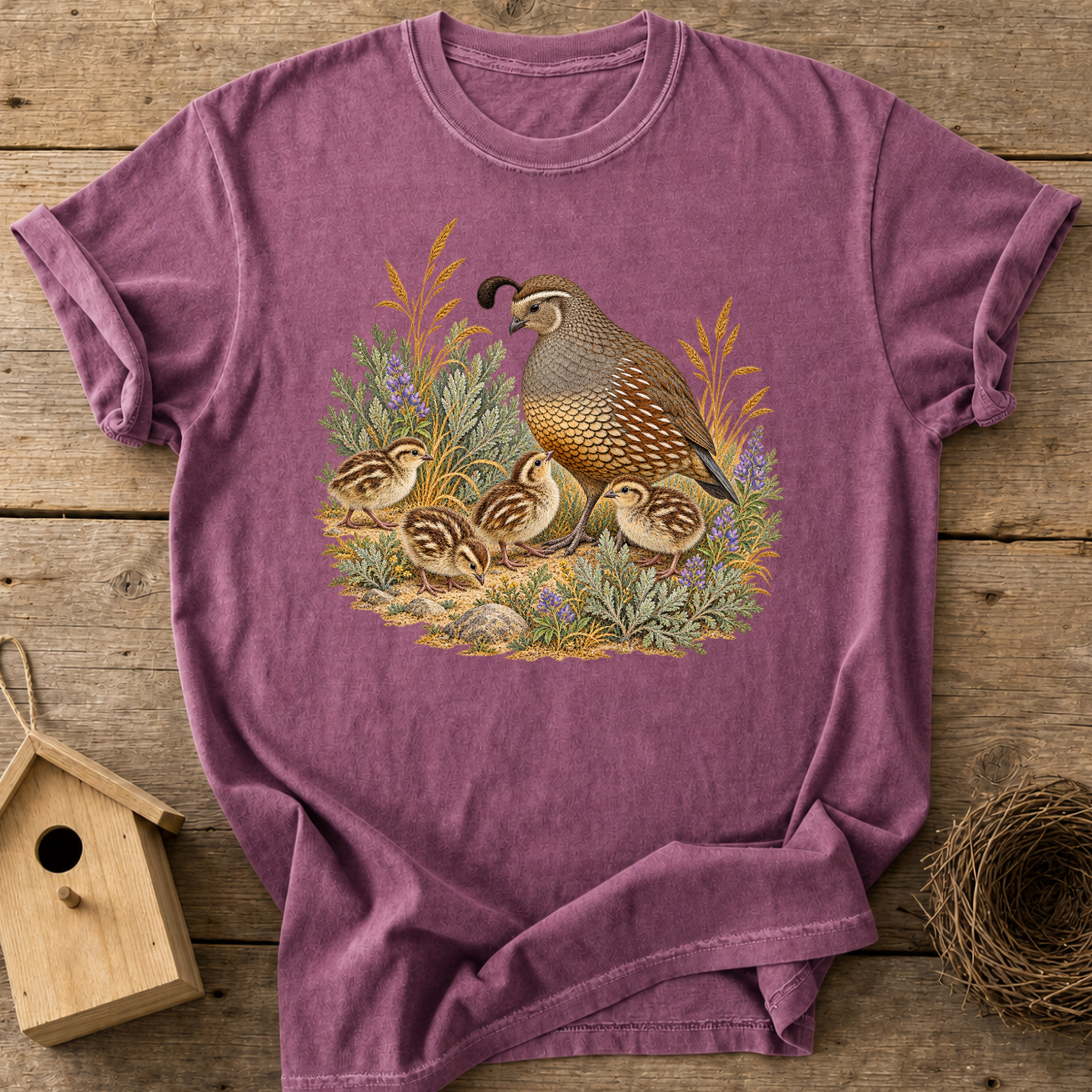 Quail Family Meadow T-Shirt