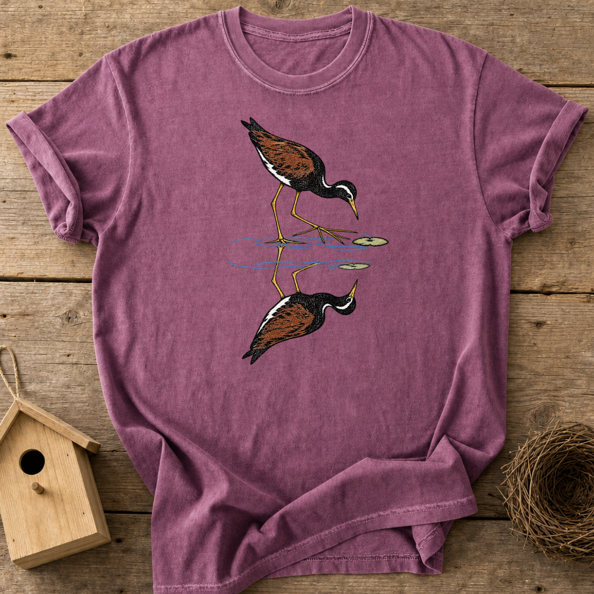 Wetland Bird Reflection T-Shirt